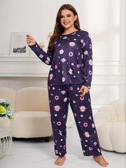 Cartoon Galaxy Print Tee & Pants Loungewear Set