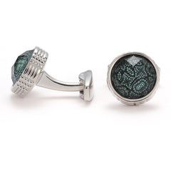 Men's Green Round Shirt Cufflinks