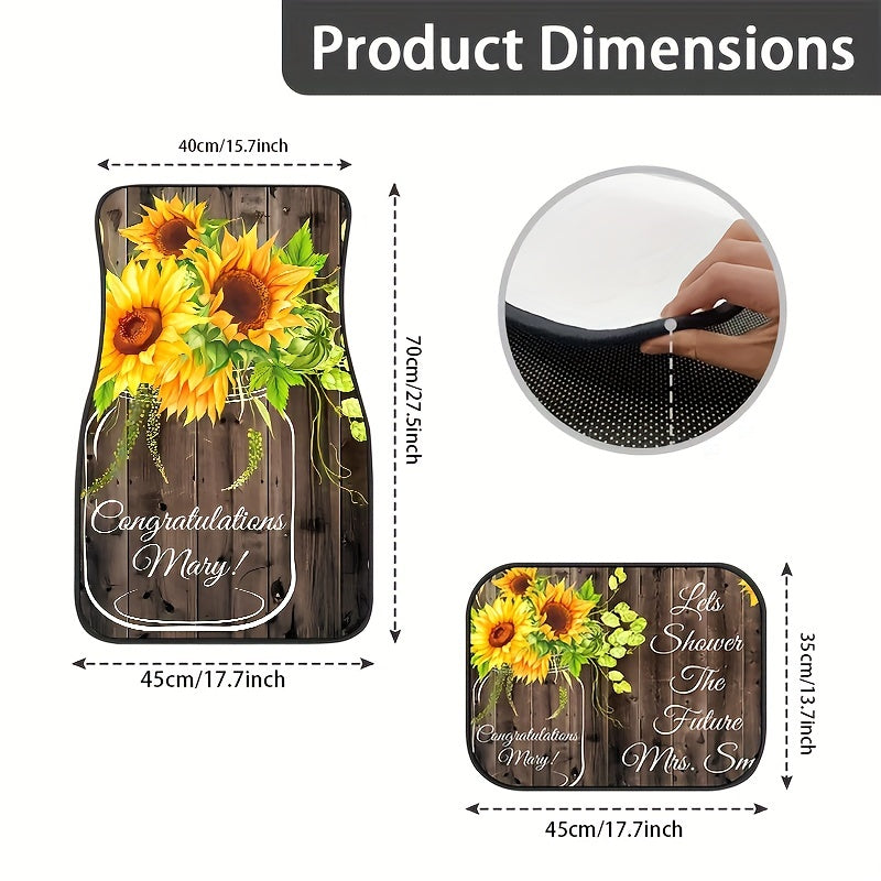 4pcs Sunflower Pattern Car Seat Covers, Front & Rear Seat Cover Set