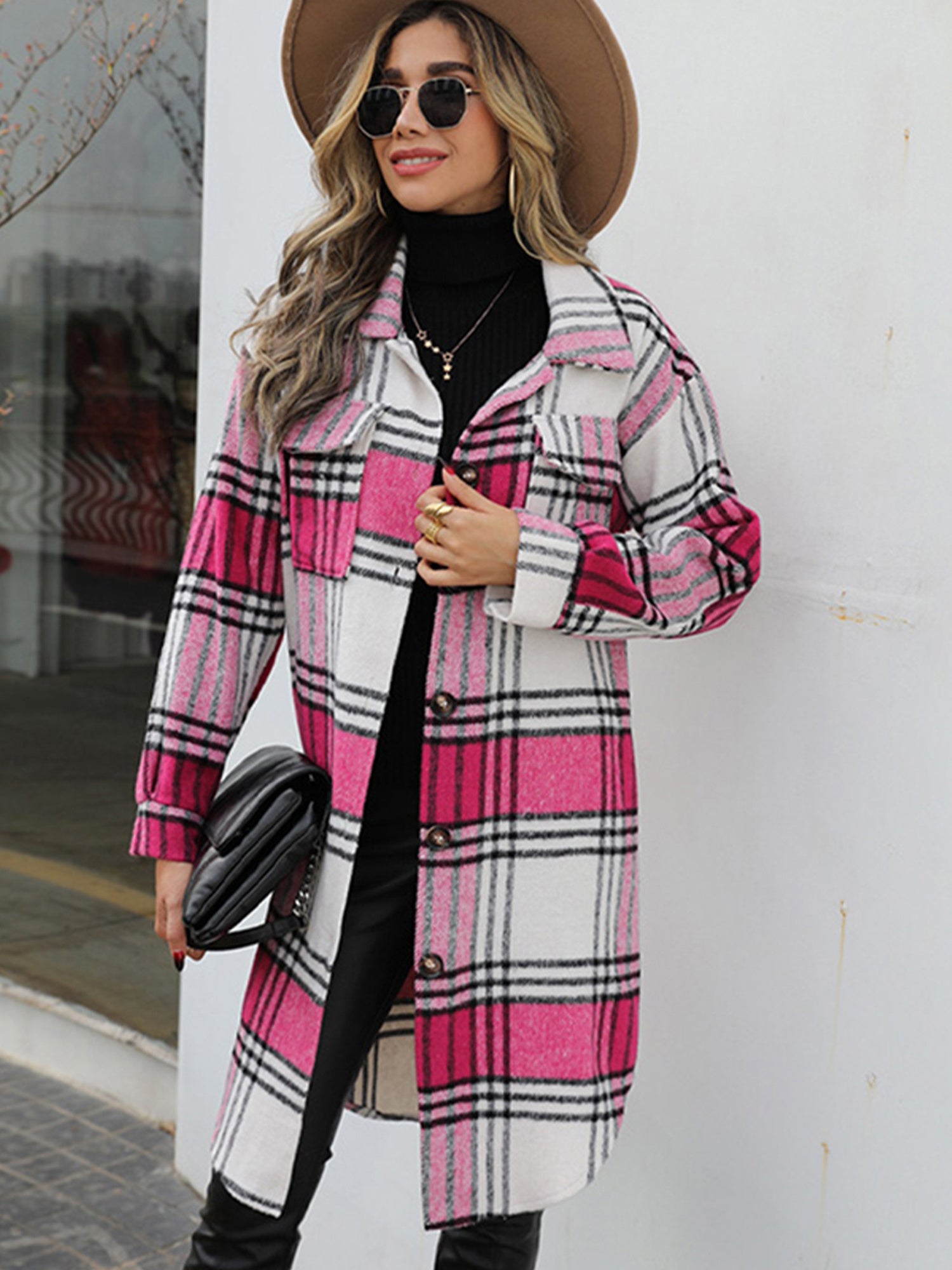 Preppy Plaid Shirt Jacket Long Sleeve Button Up Casual Plaid Shacket For Spring