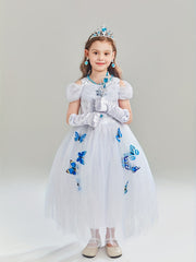 Girls Butterflies Print Princess Dress Costume