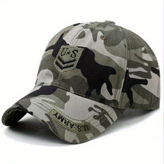 Camouflage Cotton Adjustable Mens Peaked Cap With U S Embroiderey