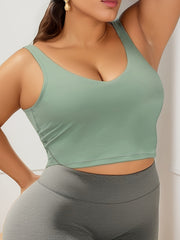 Sports Bra Women's Plus Solid High Impact Padded Breathable Yoga Top