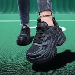 Women's Breathable Mesh Platform Sneakers Lightweight Low Top Running Shoes