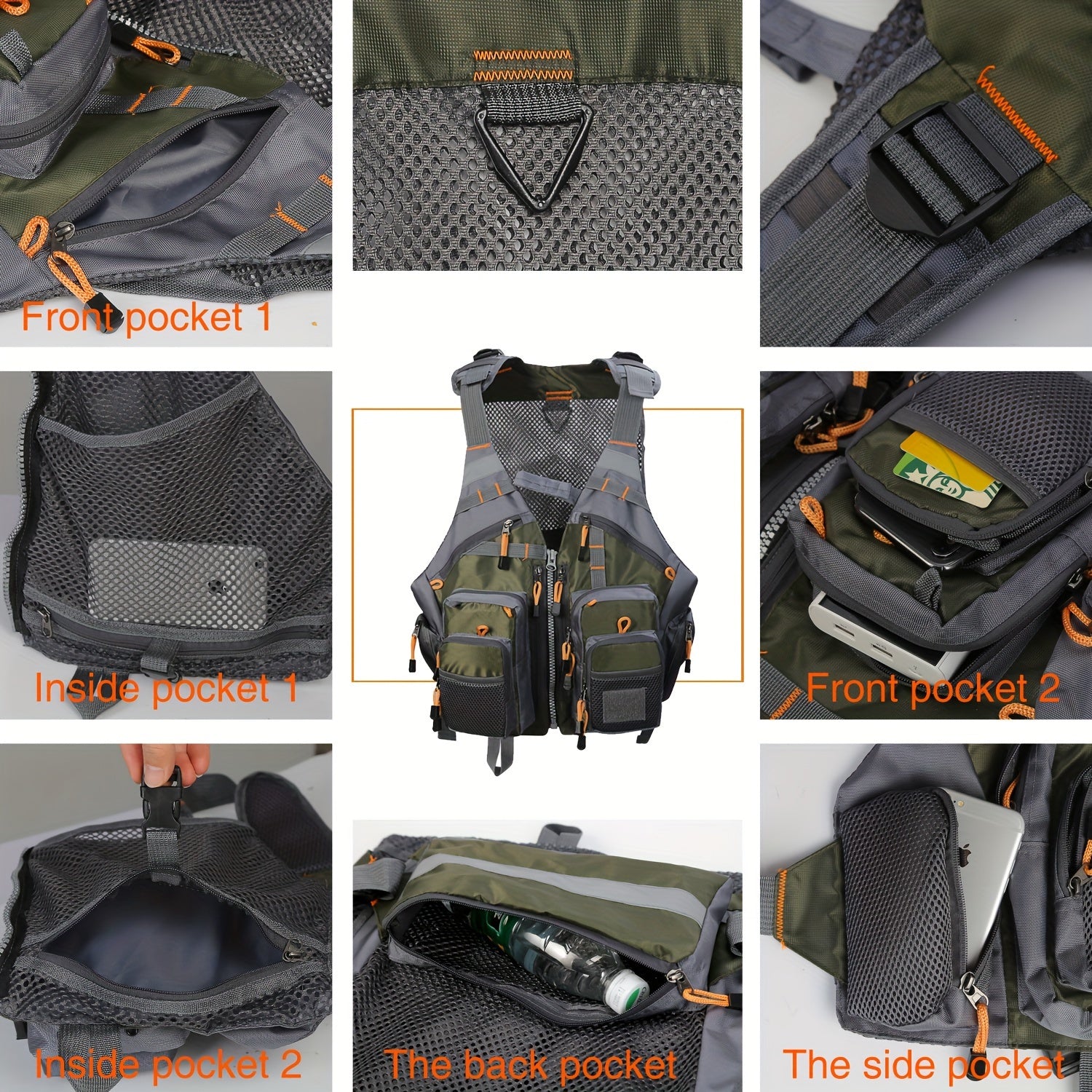 Breathable Pocket Fishing Vest Removable Oxford Fabric