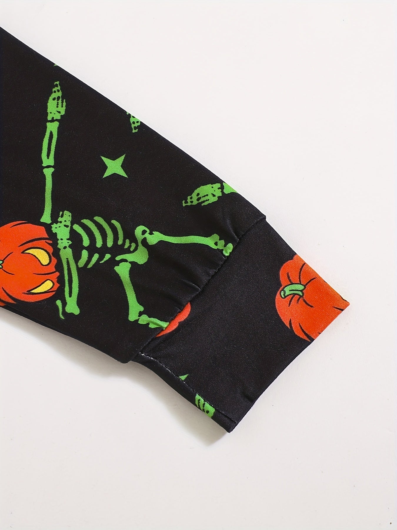 Boys Halloween 2pcs Sweatshirt & Sweatpants Set Pumpkin Skeleton Print