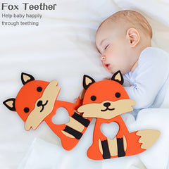 Silicone Fox Baby Teether for Babies 3M+ BPA Free Teething Toy