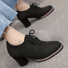 Women's Lace-Up Block Heel Pumps Comfortable Closed Toe Oktoberfest Dress Shoes