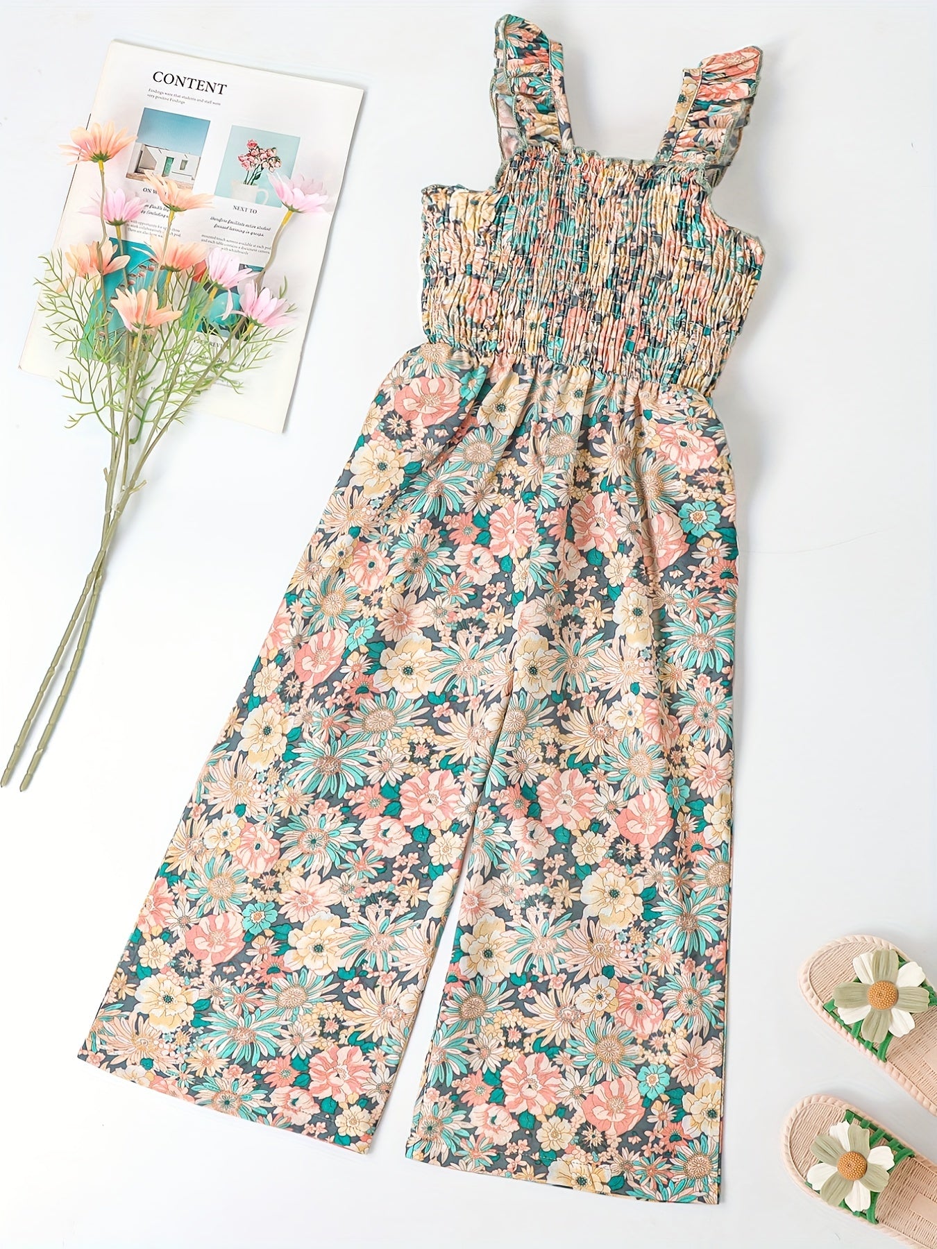 Girls Ruffled Polka Dot Cami Jumpsuit for Summer Party