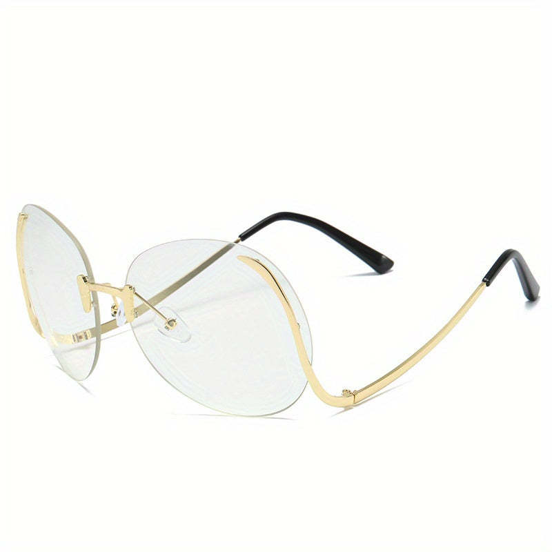 Oversized Rimless Sunglasses Round Gradient UV400 Sun Shades