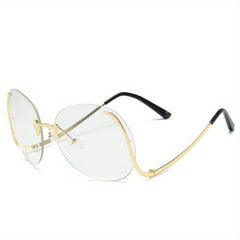 Oversized Rimless Sunglasses Round Gradient UV400 Sun Shades
