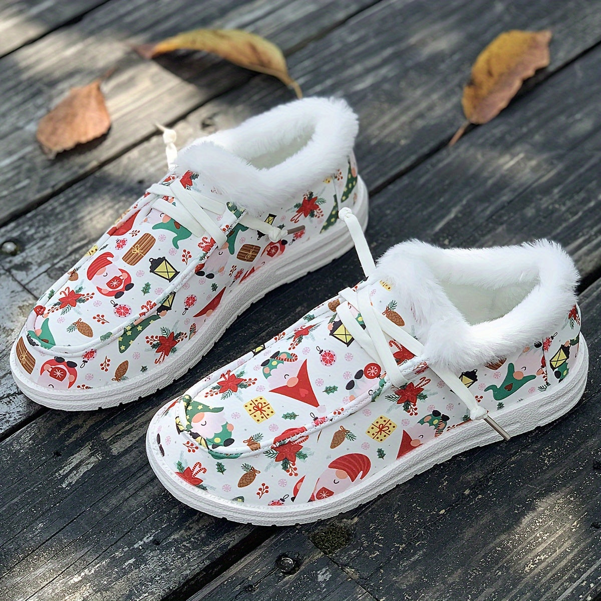 Women's Christmas Snow Boots, Dwarf & Snowflake Patterns, Plus Plush