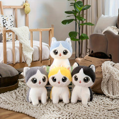 Cute Kitten Plush Toy with Green Eyes, Soft Fabric
