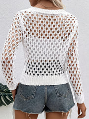 Crochet Cardigan Casual Long Sleeve V Neck Cadigan