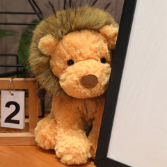 9" Lion Plush Stuffed Animal Realistic Light Brown & Green Lion Toy