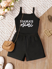 2pcs Toddler Girls MAMA'S MINI Cami Top & Shorts Set