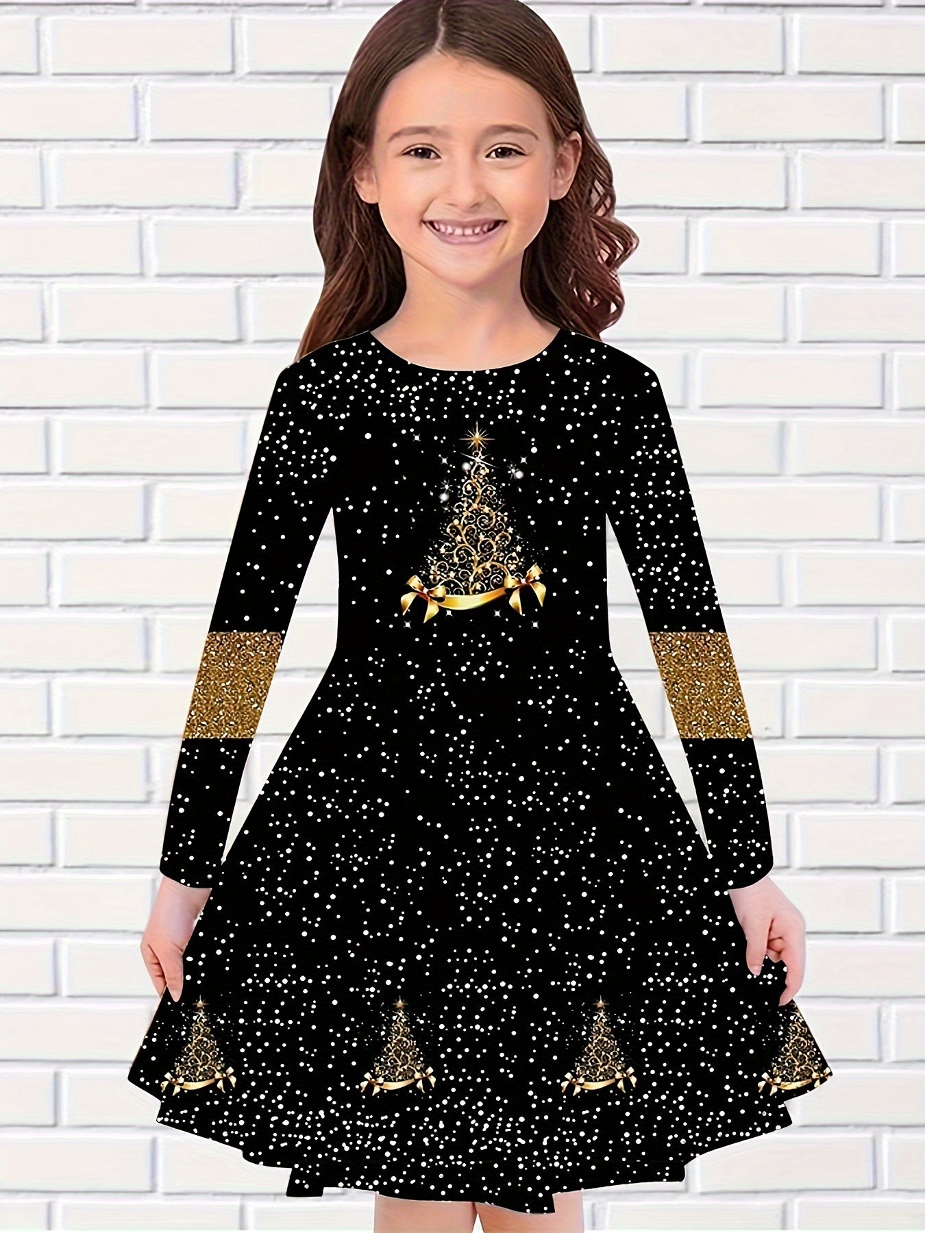 Rainbow Snowflake Print Dress for Fall Party