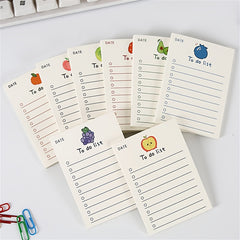 50pcs Fruit Memo Pad Girl Heart Notebook Cartoon Memo Pad