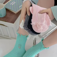 5 Pairs Women's Ripped Mid Tube Stockings