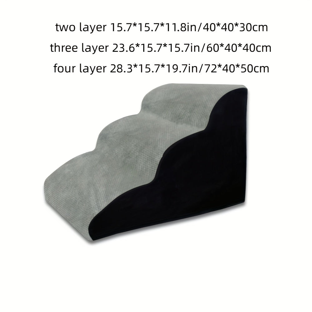 Memory Foam Pet Stairs with Small Storage - Dog Ramp for High Beds