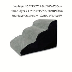 Memory Foam Pet Stairs with Small Storage - Dog Ramp for High Beds