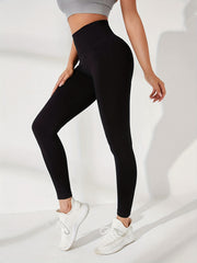 Women's Solid Yoga Leggings High Waist Tummy Control Butt Lifting
