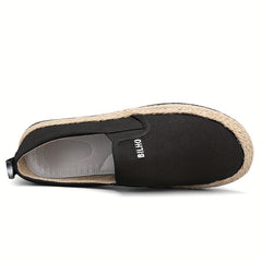 Men's Casual Slip On Canvas Loafer with Espadrille Decor