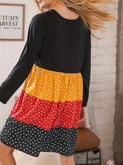 Floral Print Splicing Dress Long Sleeve