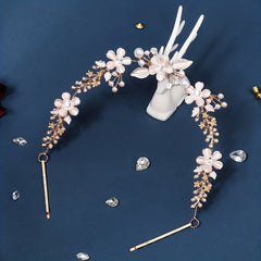 Flower Charm Hair Clip Rhinestone Pearl Bridal Headband