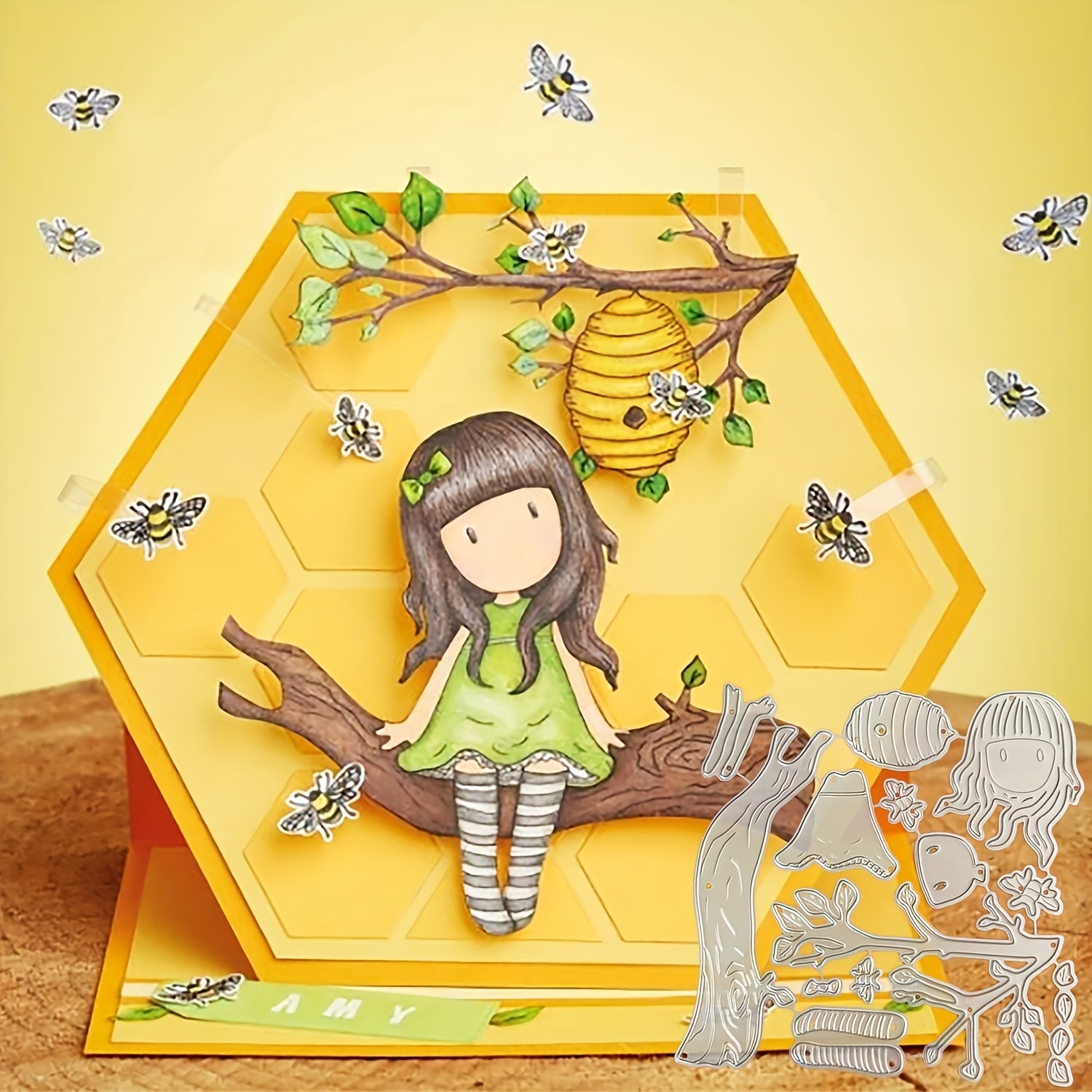 Bee Girl Metal Cutting Dies Stencil DIY Scrapbooking Craft