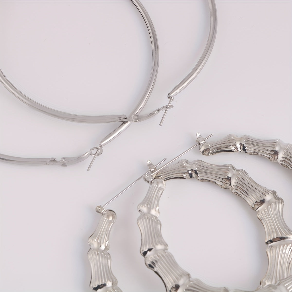 3 Pairs Punk Hoop & Rhinestone Earrings Set Hip Hop Jewelry