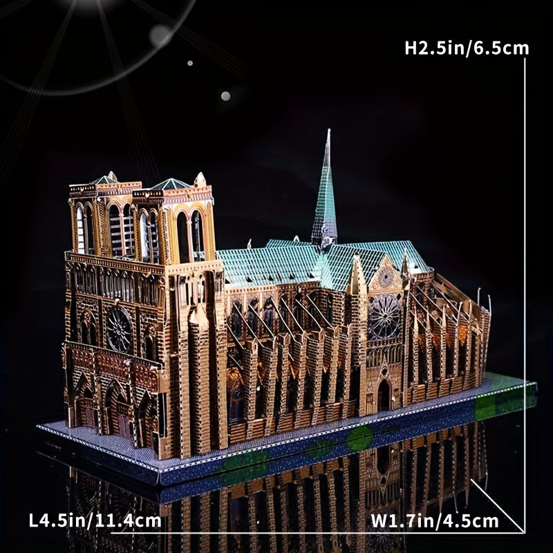 Colorful Paris Notre Dame 3D Metal Assembly Model Puzzle DIY