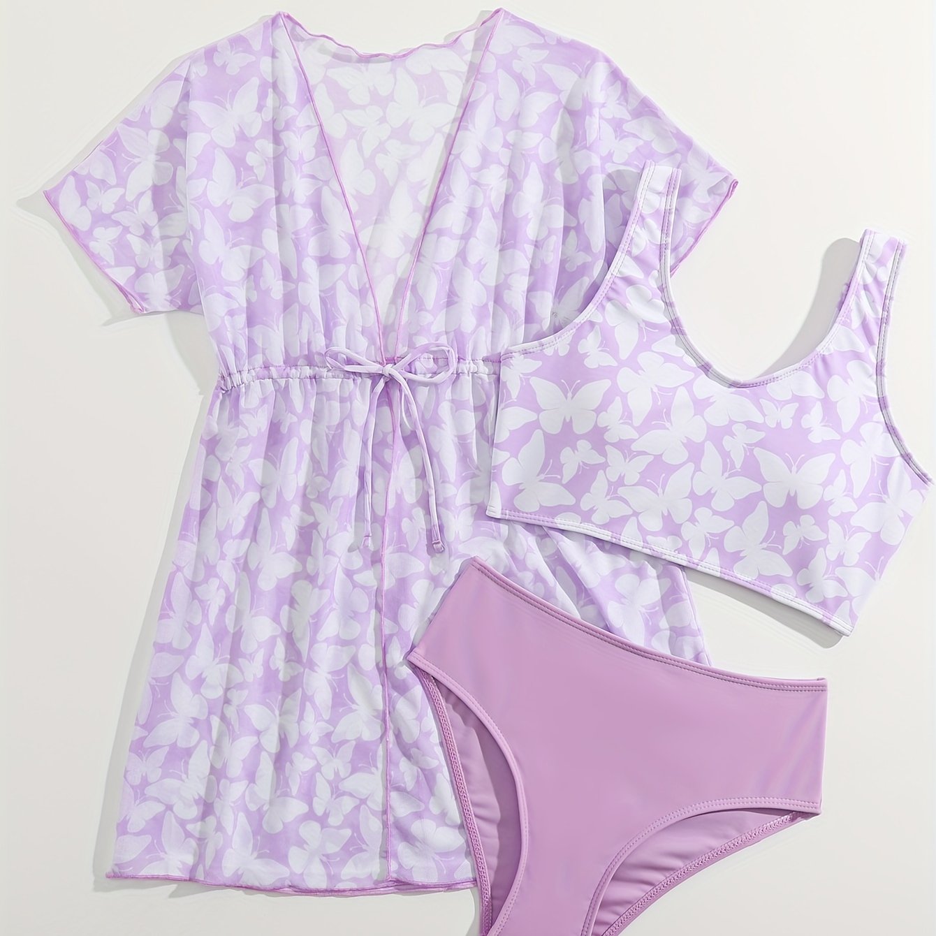 Girls 3pcs Swimsuit Sets Outerwear Top briefs Kids Clothes