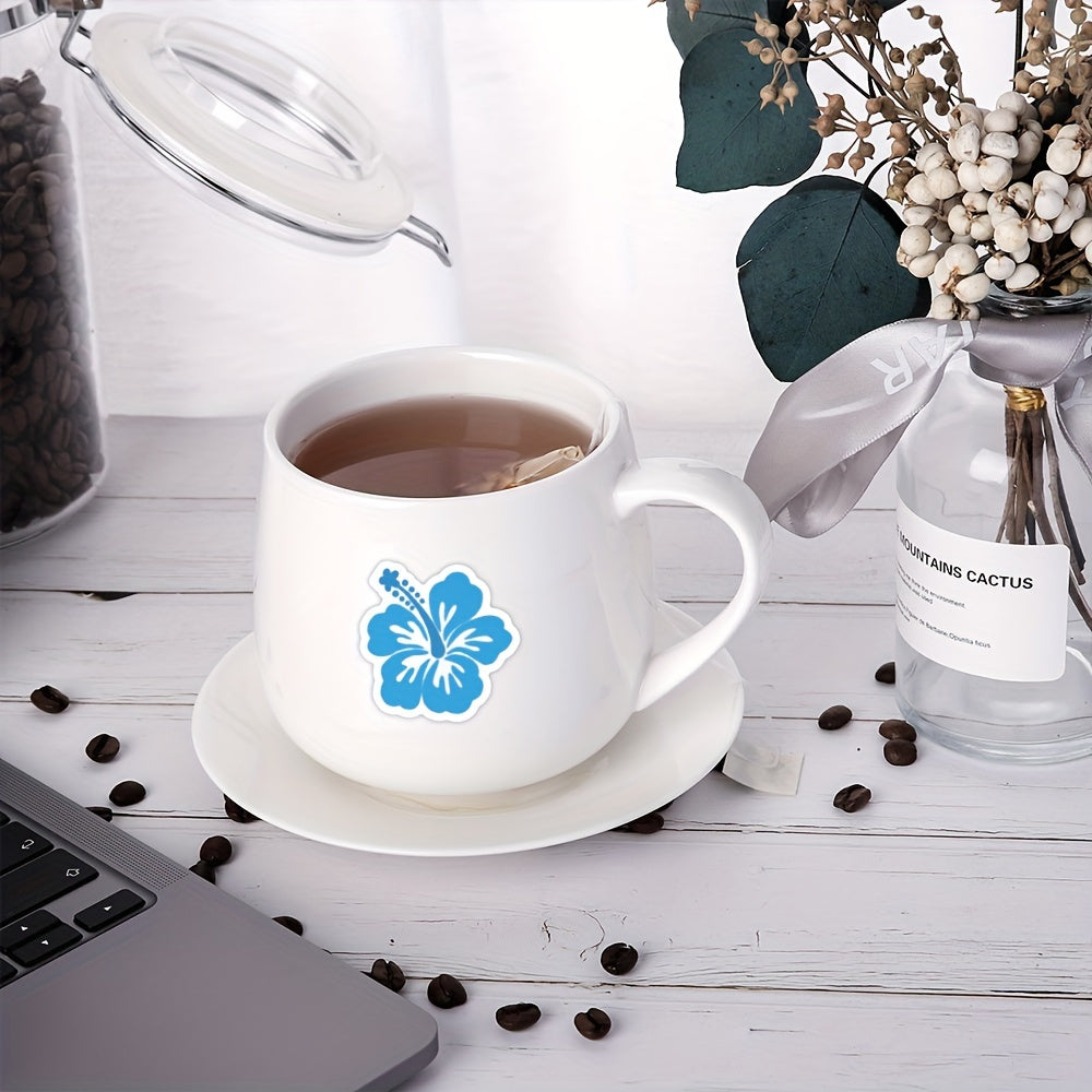 60pcs Hibiscus Flower Stickers Waterproof Vinyl Stickers For Water Bottle Laptop