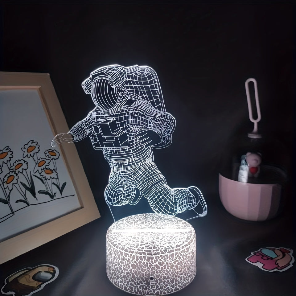 Spaceman 3D Night Light Astronaut Rocket LED Lamp, 16 Colors, Remote Control