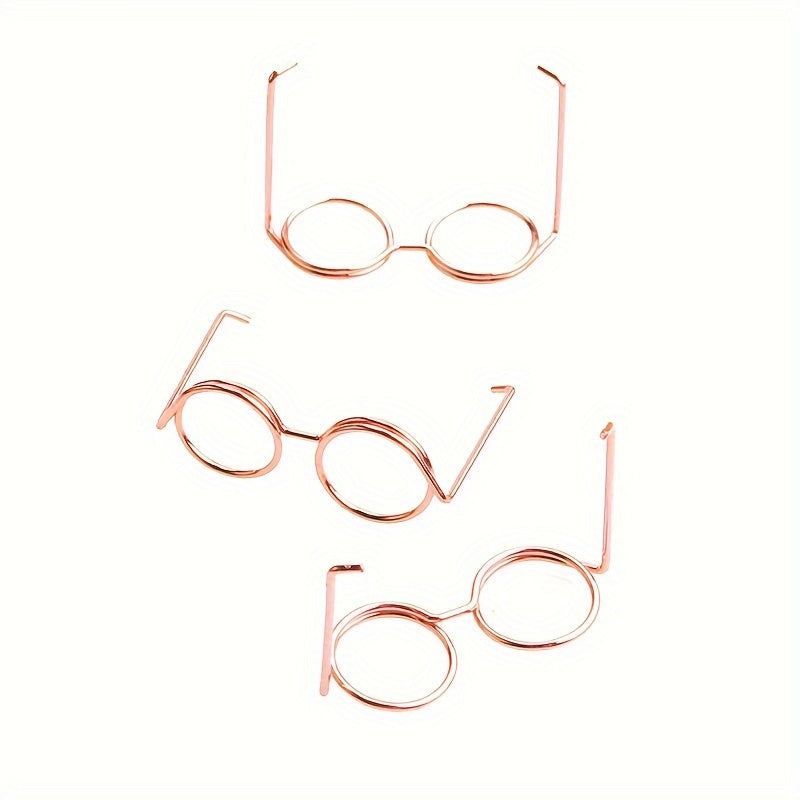 3pcs 36MM 25MM Doll Steel Wire Metal Glasses Headwear Accessories