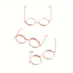 3pcs 36MM 25MM Doll Steel Wire Metal Glasses Headwear Accessories