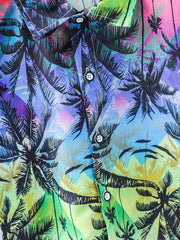 Boys Colorful Flower And Trees Short Sleeve Shirt