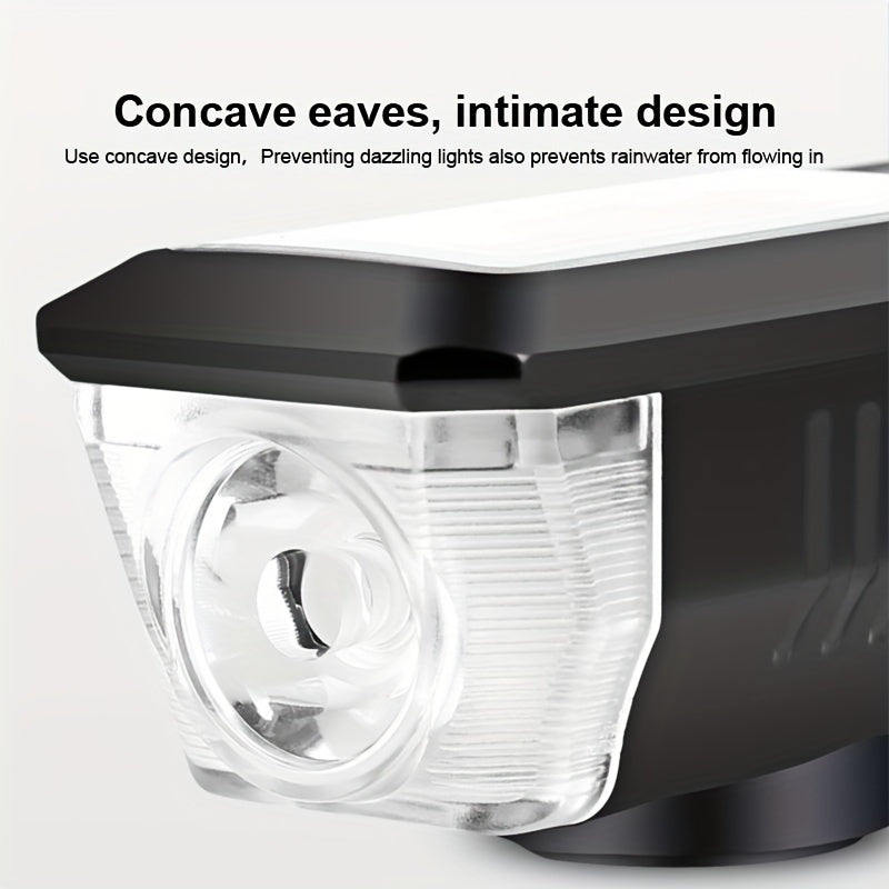 Waterproof Solar Bike Light USB Rechargeable Bicycle Headlight