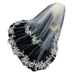 Floral Edge Bridal Veil for Wedding Prom Formal Events