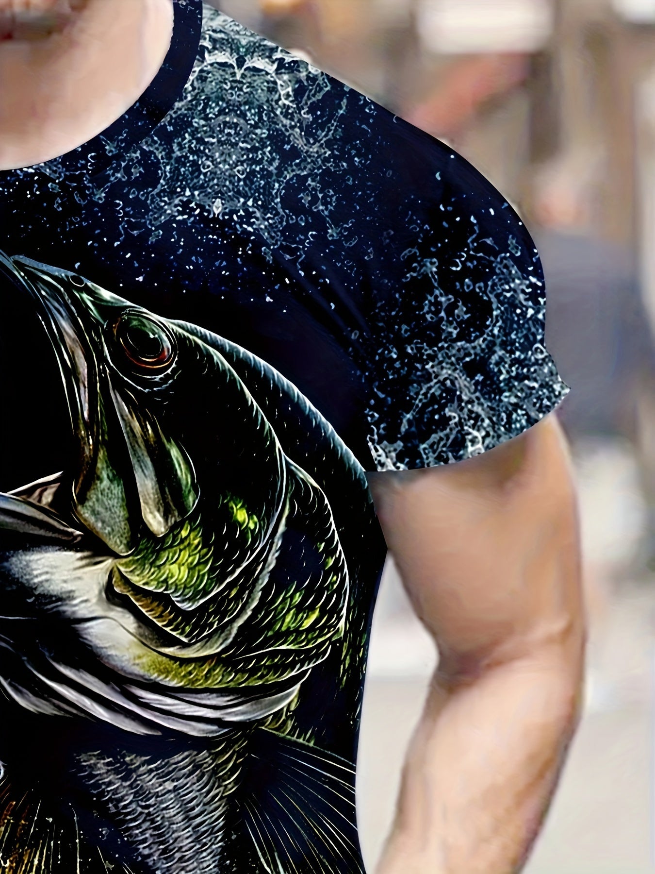 Fish 3D Pattern Print Men's Short Sleeve Tee - Men's Summer Clothes