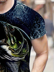 Fish 3D Pattern Print Men's Short Sleeve Tee - Men's Summer Clothes