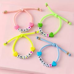 4pcs Girls Luminous Letter Beads Bracelet Adjustable Bracelet Kids Accessories