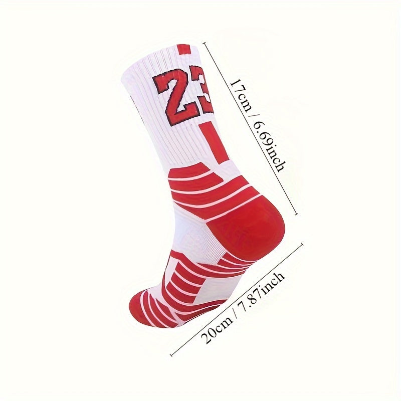 Men's Basketball Socks Breathable Non slip Striped Sports Crew Socks