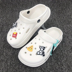 Women's Platform Cartoon Bear Garden Clogs Hollow Out Sandals