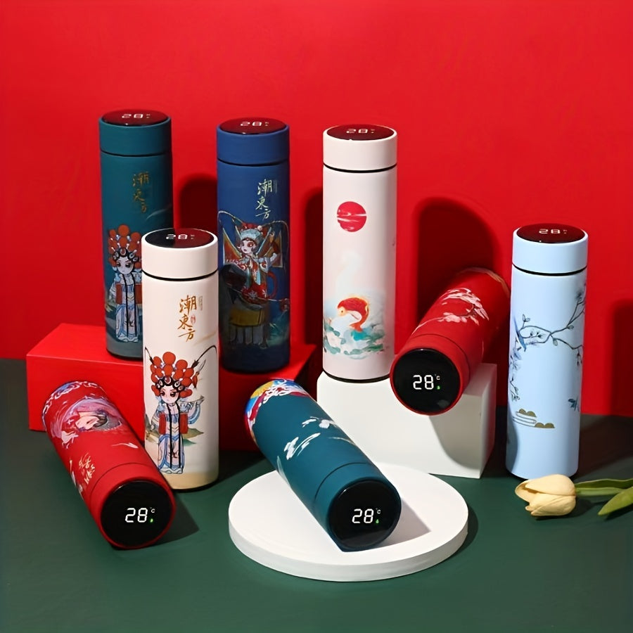 500ml Stainless Steel Vacuum Water Cup Chinese Style Insulated Bottle