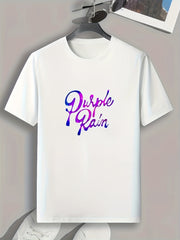 Purple Rain Print Men's Graphic T shirt for Summer