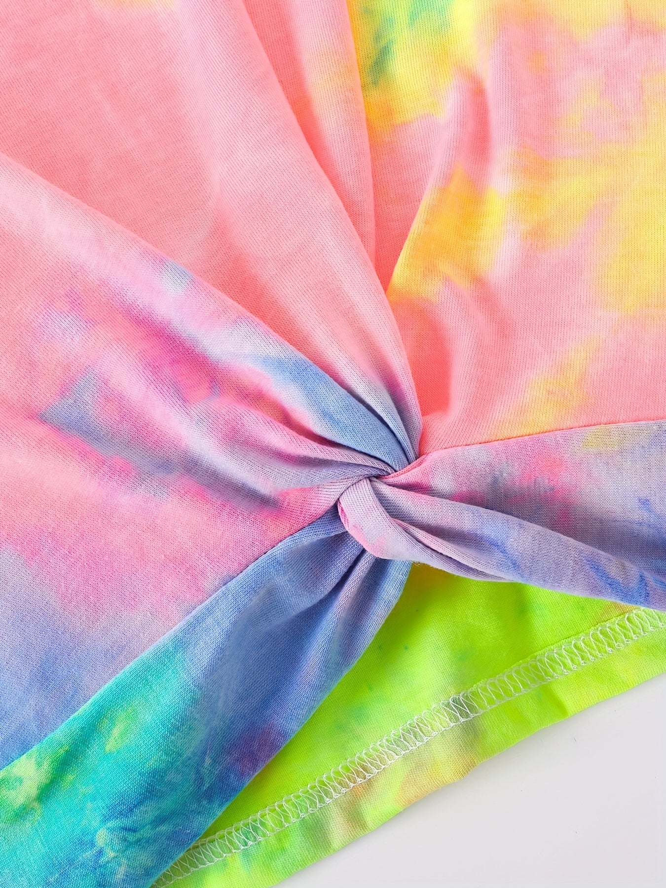 Girl's Rainbow Tie Dye 2pcs Sweatshirt & Pants Set for Spring Fall