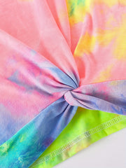 Girl's Rainbow Tie Dye 2pcs Sweatshirt & Pants Set for Spring Fall