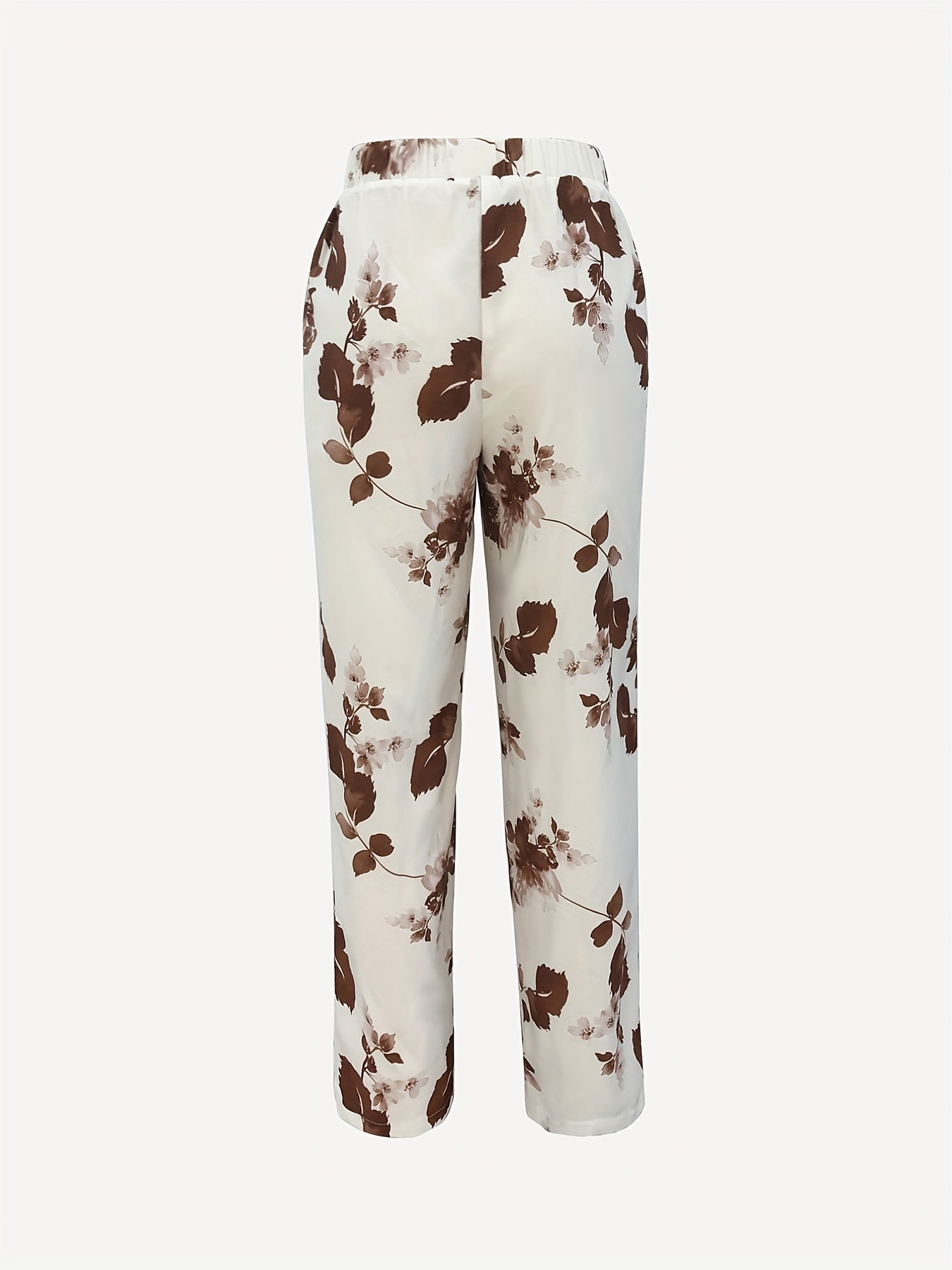 Floral Print Casual Pants with Pocket